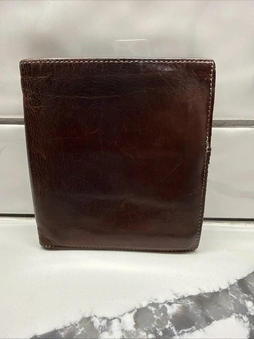 Vintage BOSCA Water Buffalo Bi-Fold Leather Wallet 4.5” X 4.5”